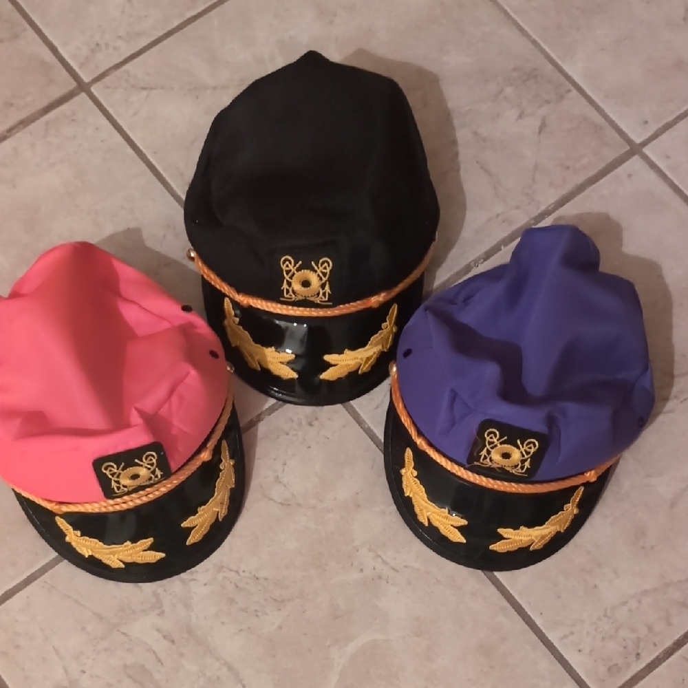 Colorful Captain Hats with Gold Embroidery - Set of 3